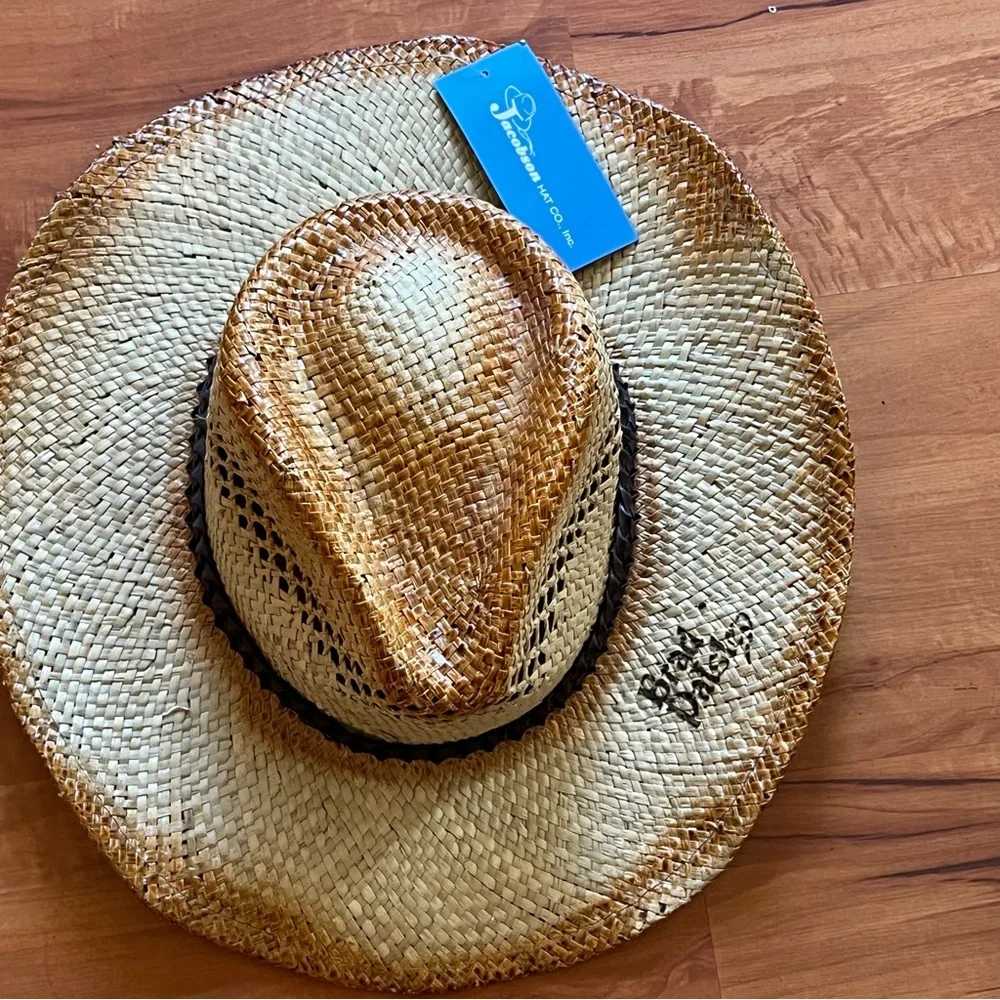 NWT Jacobson Hat Comany Men's Tan Straw Cowboy Hat “Brad Paisley”